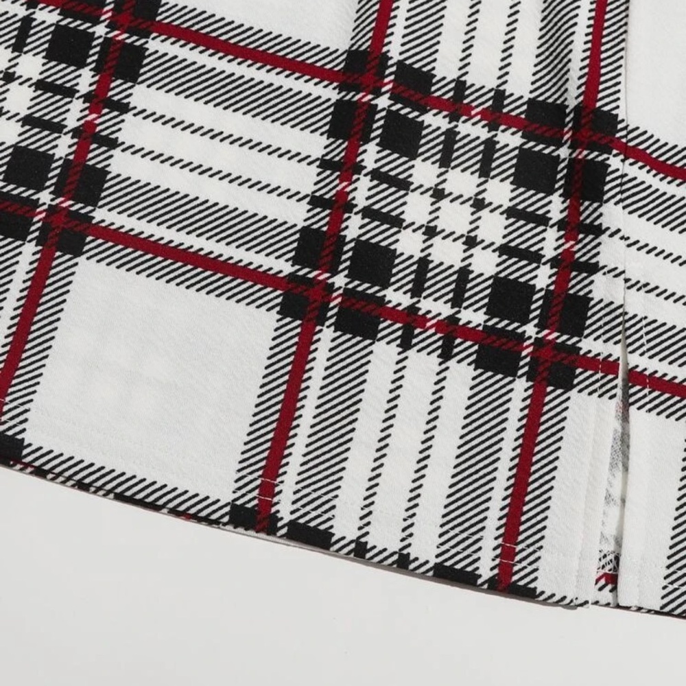 WOMENS PLAID RED AND WHITE STRETCH MINI SKIRT (1XL) - Picture 5 of 10